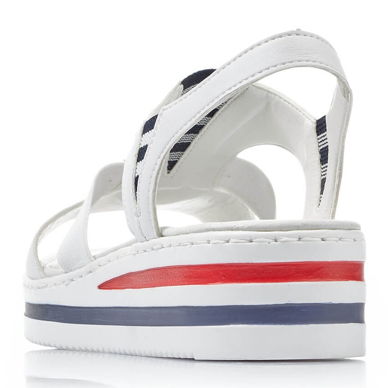 Sandalias blancas de mujer con cuña Rieker V02Y5 blanco 1