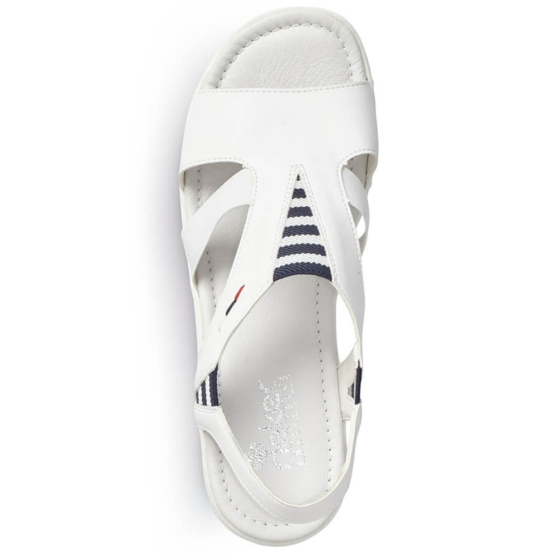 Sandalias blancas de mujer con cuña Rieker V02Y5 blanco 2