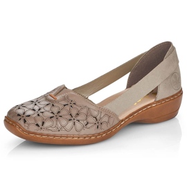 Zapatos mujer cuero calados beige Rieker 41356 1