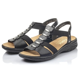 Zapatos romanos de mujer en piel negra Rieker 64580 negro 3