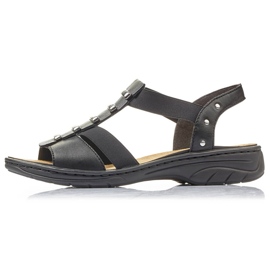 Zapatos romanos de mujer en piel negra Rieker 64580 negro 1