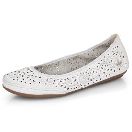 Bailarinas de mujer cómodas de piel caladas blanco Rieker 41460-80 15