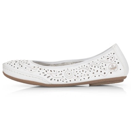 Bailarinas de mujer cómodas de piel caladas blanco Rieker 41460-80 4