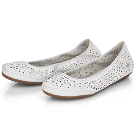Bailarinas de mujer cómodas de piel caladas blanco Rieker 41460-80 5