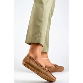 Mocasines de mujer casual, ante, mocasines de mujer cómodos. beige 2