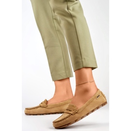 Mocasines mujer ante beige oscuro, mocasines cómodos 4