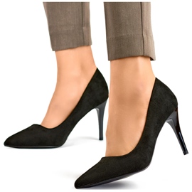 Zapatos de salón stilettos de ante negro 2
