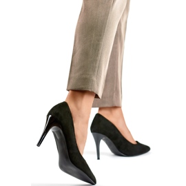 Zapatos de salón stilettos de ante negro 1