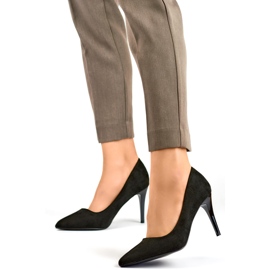 Zapatos de salón stilettos de ante negro 4