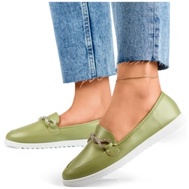 Mocasines de mujer cómodos con pedrería verde 2