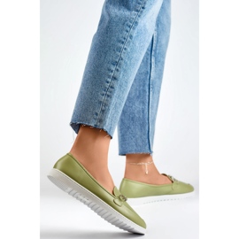 Mocasines de mujer cómodos con pedrería verde 3