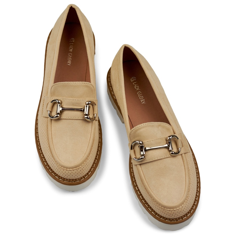 Zapatos plataforma mujer beige 2