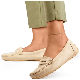 Mocasines mujer ante cómodos beige 4