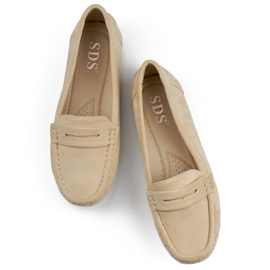 Mocasines mujer ante cómodos beige 1