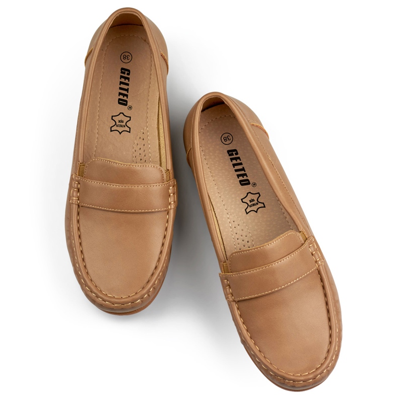 Mocasines de mujer cómodos beige oscuro 1