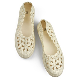 Bailarinas con recortes calados, zapatos de mujer con estampado floral. beige 1 Bailarinas con recortes calados, zapatos de mujer con estampado floral. beige 1