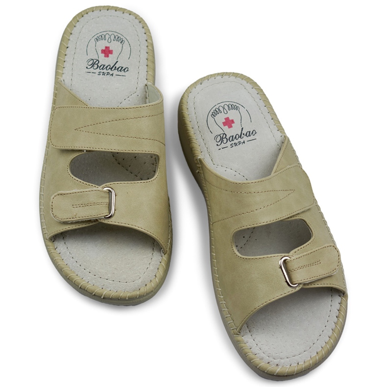 Chanclas mujer con velcro, chanclas cómodas con velcro beige 1 Chanclas mujer con velcro, chanclas cómodas con velcro beige 1