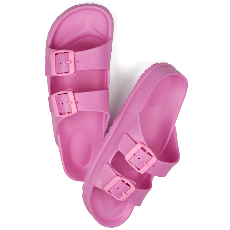Chanclas rosas con dos hebillas. rosado 1