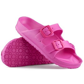 Chanclas rosas con dos hebillas. 1