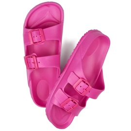 Chanclas rosas con dos hebillas. rosado 2