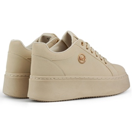 Deportivas beige de mujer con suela gruesa 4