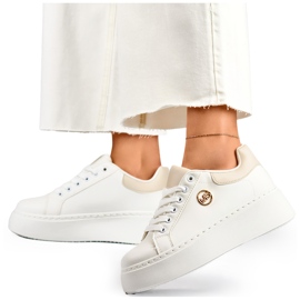 Zapatillas blancas con suela gruesa, calzado deportivo para mujer. blanco 2