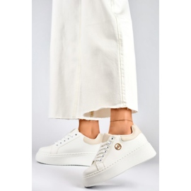 Zapatillas blancas con suela gruesa, calzado deportivo para mujer. blanco 3