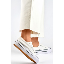 Zapatillas blancas con suela gruesa, zapatillas clásicas de mujer blancas. blanco 3