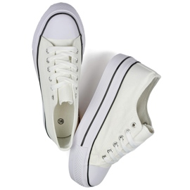 Zapatillas blancas con suela gruesa, zapatillas clásicas de mujer blancas. blanco 4