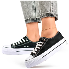 Zapatillas negras con suela gruesa, zapatillas clásicas de mujer con plataforma. negro 1