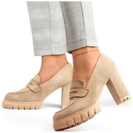 Mocasines beige de tacón 3