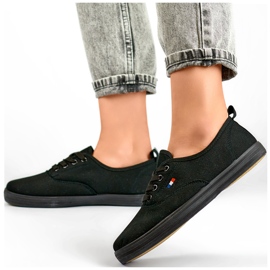 Zapatillas negras con suela negra, zapatillas deportivas de mujer. negro 3