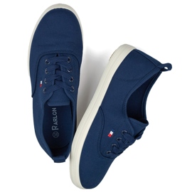 Zapatillas azul marino con suela blanca, zapatillas deportivas de mujer. 5