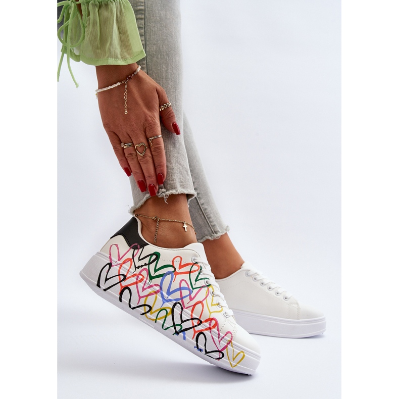 Zapatillas Mujer Con Corazones Blanco Claral 1 Zapatillas Mujer Con Corazones Blanco Claral 1