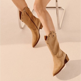 Marco Shoes Botas camperas de ante con chorros beige 4