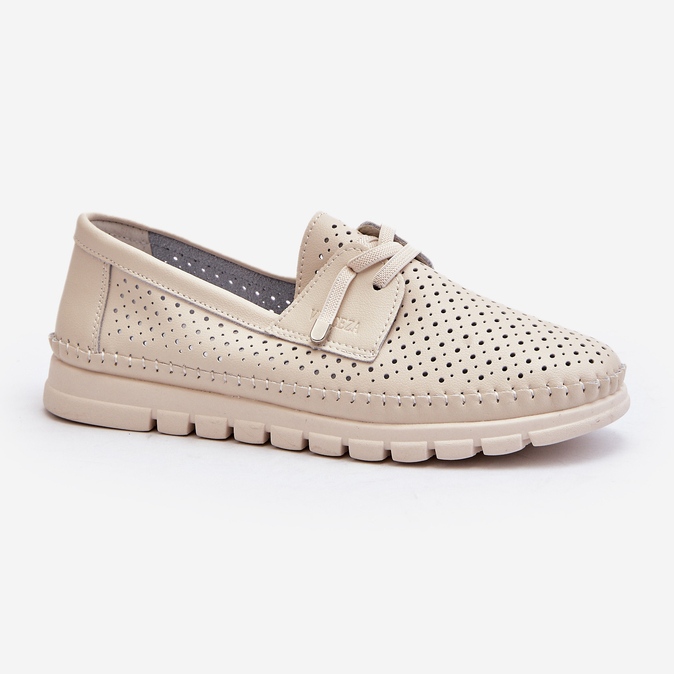 Vinceza Zapatos Mujer Piel Beige Calados Darnissa 1