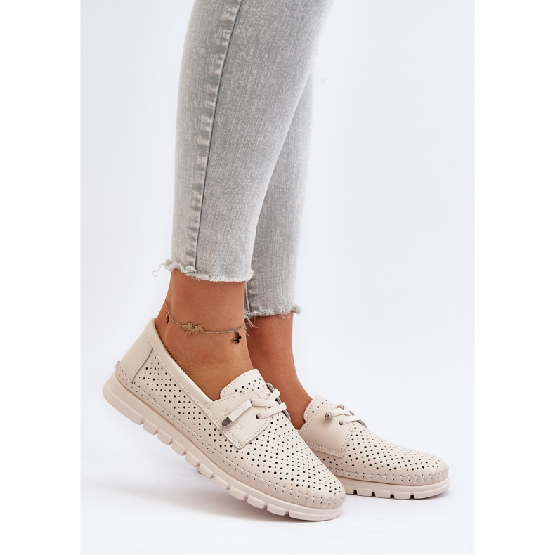 Vinceza Zapatos Mujer Piel Beige Calados Darnissa 2