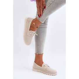 Vinceza Zapatos Mujer Piel Beige Calados Darnissa 4