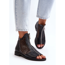Zazoo 977/L Sandalias Piel Calada Con Cremallera negro 4