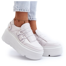 Zazoo 1833 Zapatillas De Mujer De Piel Con Suela Maciza, Blanco 8