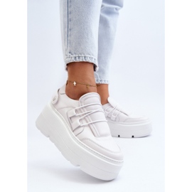 Zazoo 1833 Zapatillas De Mujer De Piel Con Suela Maciza, Blanco 3