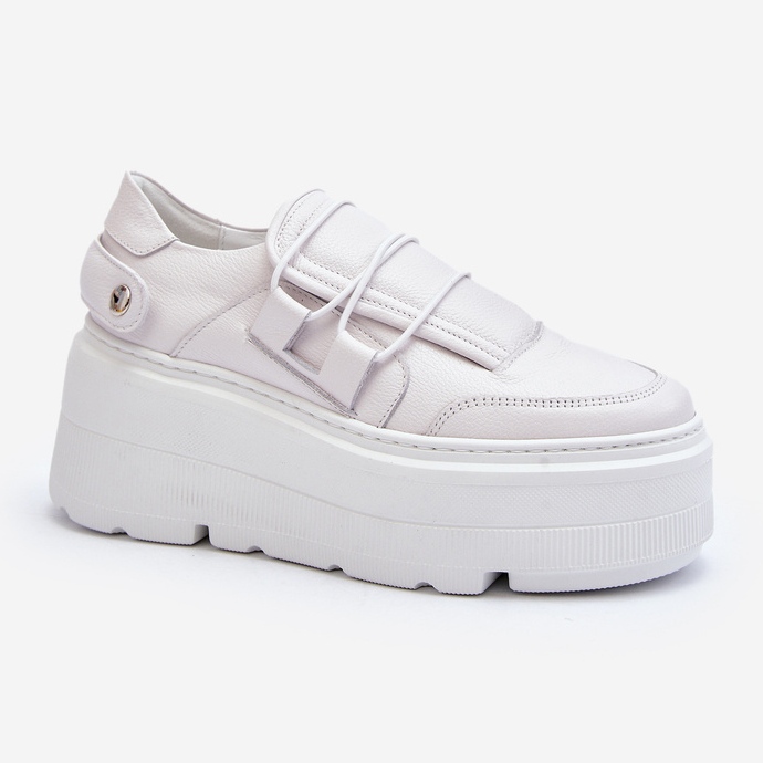Zazoo 1833 Zapatillas De Mujer De Piel Con Suela Maciza, Blanco 1