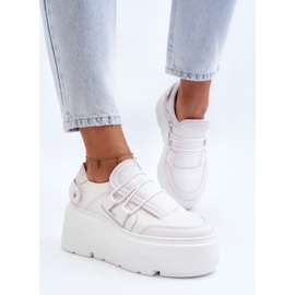 Zazoo 1833 Zapatillas De Mujer De Piel Con Suela Maciza, Blanco 5
