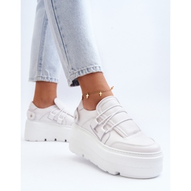 Zazoo 1833 Zapatillas De Mujer De Piel Con Suela Maciza, Blanco 6