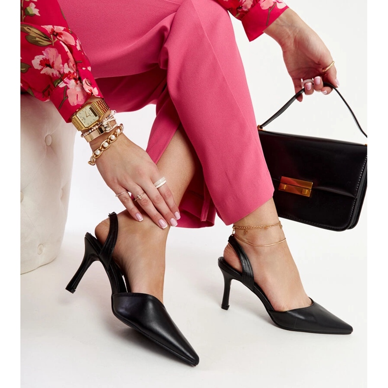 Salón Fontanile negro con tacón abierto 1