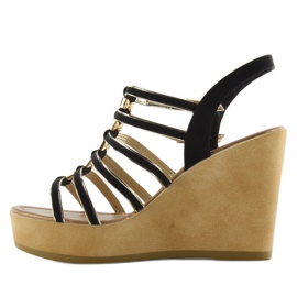 Sandalias con cuña GM-5032 negras negro 1