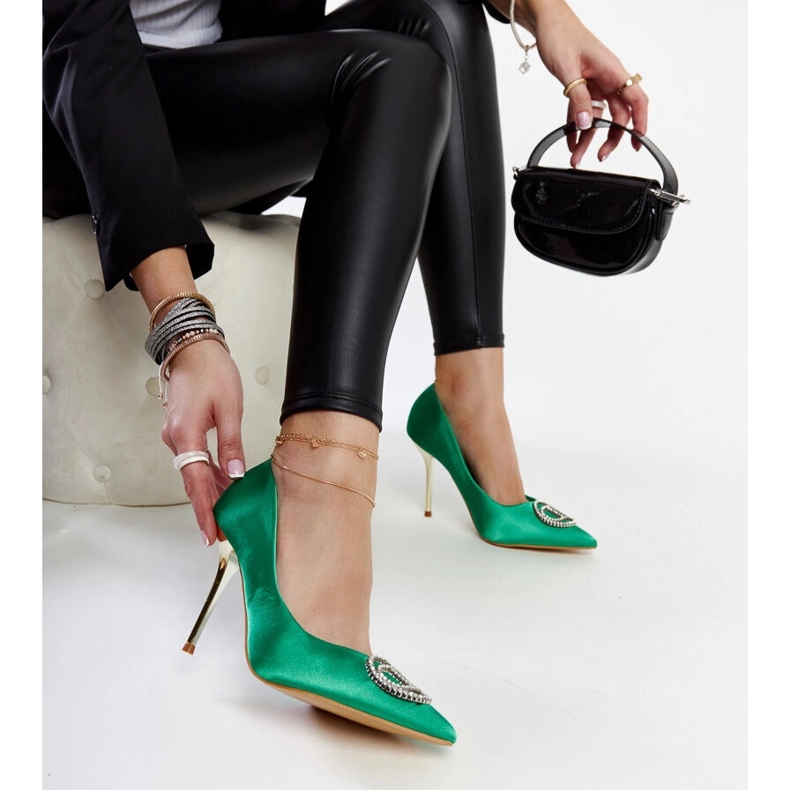 Tacones verdes con circonitas Elife 1