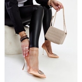 Tacones rosa claro con circonitas Elife rosado 1
