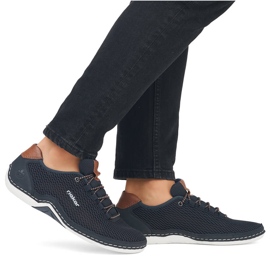 Zapatos slip-on calados de verano cómodos para hombre, azul marino Rieker 07555-14 10