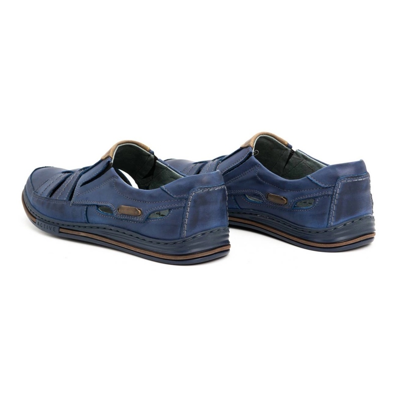 Polbut Zapatos calados hombre 06 para verano - azul marino y marrón 5
